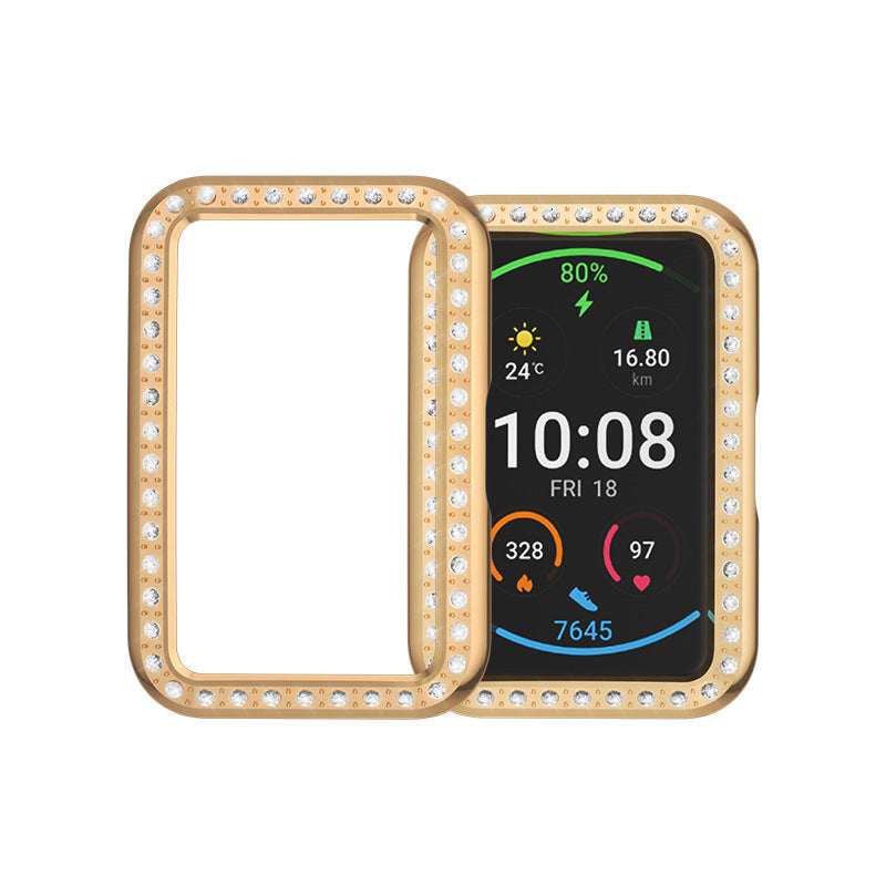 Suitable for Watch Fit Watch Single Row Diamond Half-pack PC Plating Protective Case