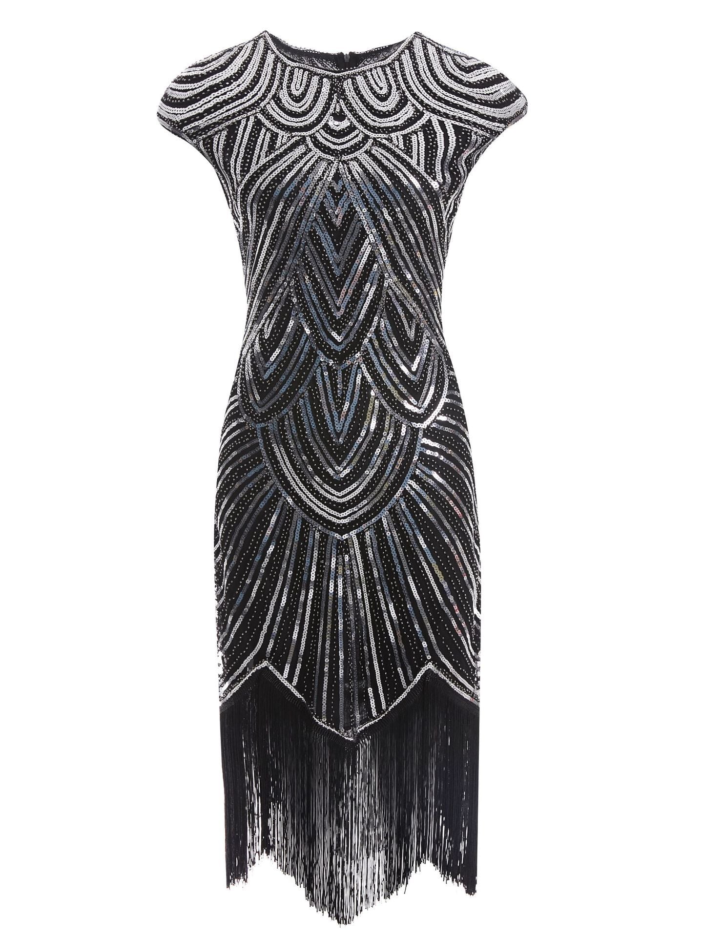 Fringed braid sequin dress