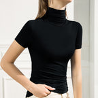 Spring Pile Collar Modal Short-sleeved T-shirt For Women