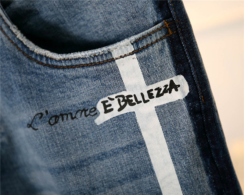 Womens Straight washed jeans