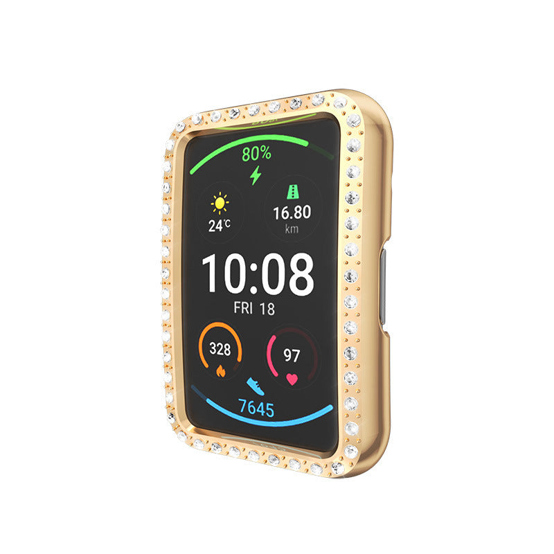 Suitable for Watch Fit Watch Single Row Diamond Half-pack PC Plating Protective Case