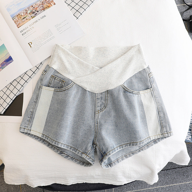 Wear Maternity Shorts, Mothers Wear Thin Denim Belly Lift Maternity Pants During Pregnancy