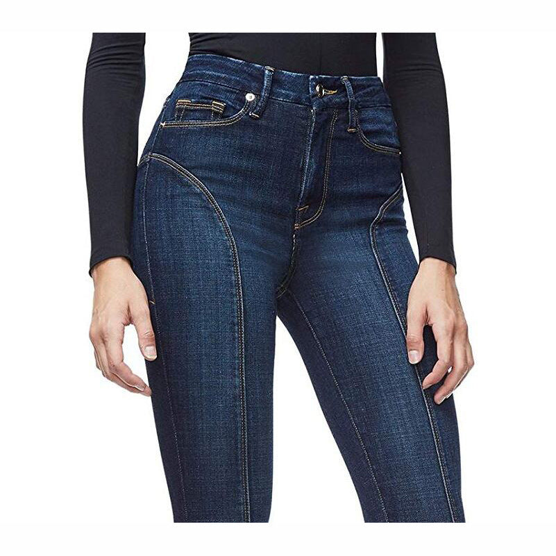 Women's Small-foot Slit Jeans European And American Stretch Slim Nine Points