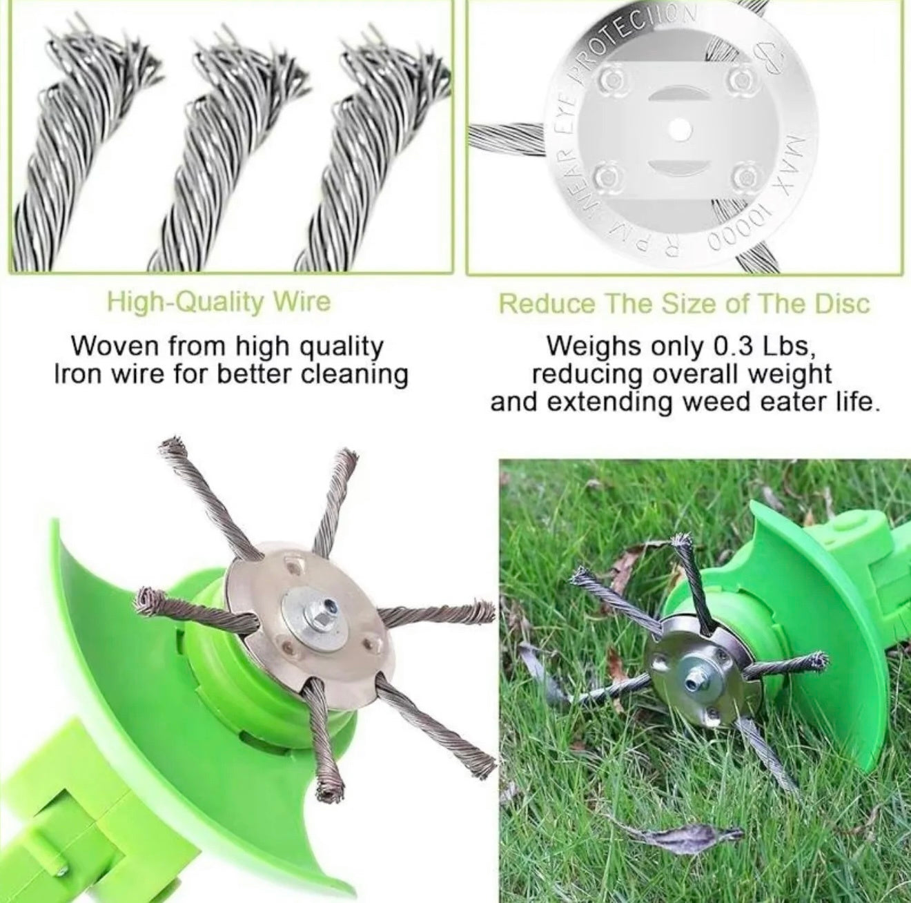 6 Inch Steel Wire Rotary Brush Cutter Trimmer Head, Weed Wacker Replacement Heads, Wired Trimmer Head Replacement For Electric Battery Powered Cordless String Trimmer, Weed Eater,Moss & Rust Removal
