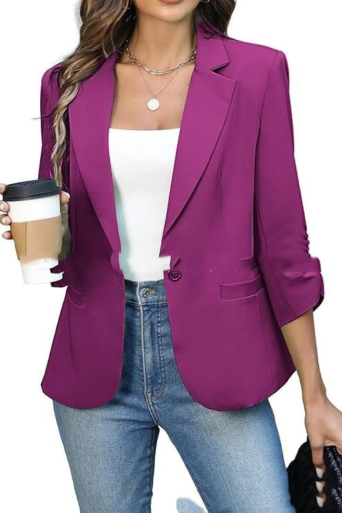 Solid Color Lightweight Slim Suit Jacket