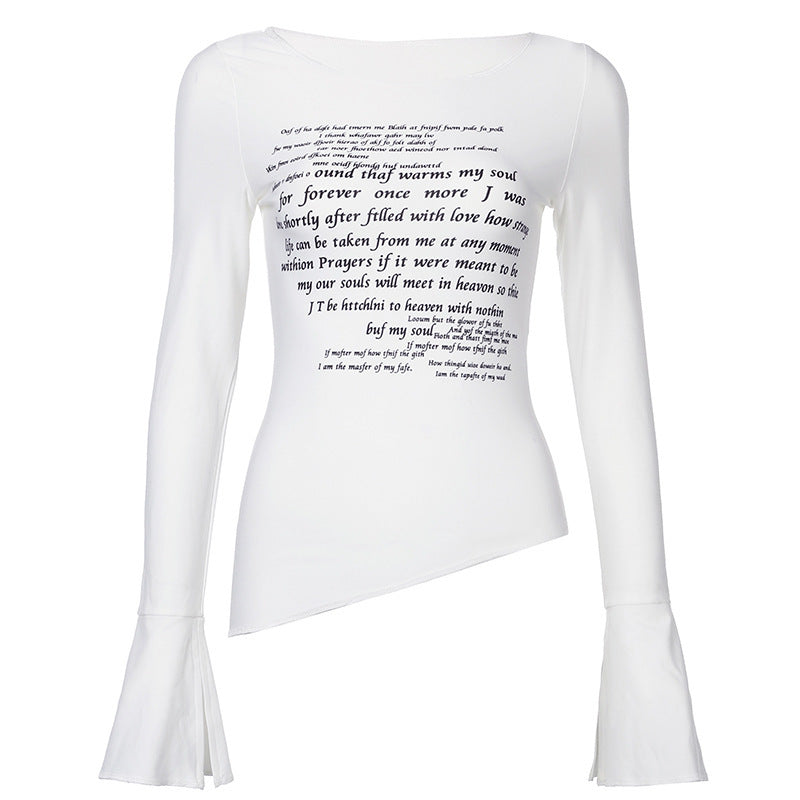 T-shirt Shoulder Personality Slim Fit Hot Girl Long Sleeve