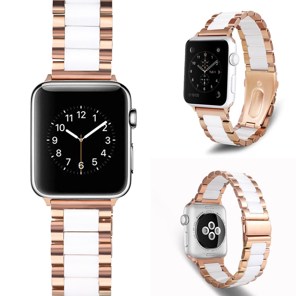 22mm Interface Stainless Steel Three Beads Ceramic Strap Metal Link