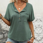 Loose Top Cardigan Button Pocket