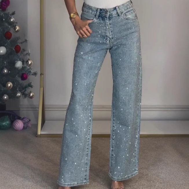 Hot Girl With High Waist Straight Leg Pants