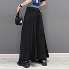 Women's American Street Pleated Wash Contrast Color Jeans