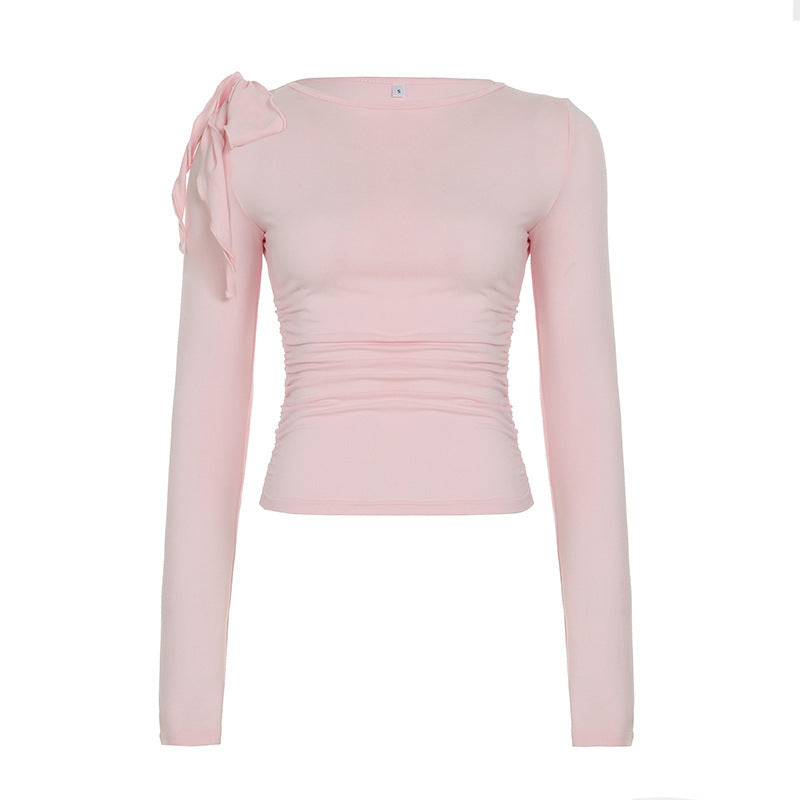 T-shirt Shoulder Personality Slim Fit Hot Girl Long Sleeve