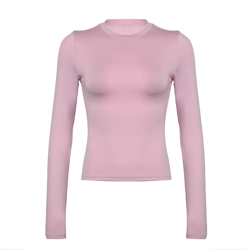 T-shirt Shoulder Personality Slim Fit Hot Girl Long Sleeve