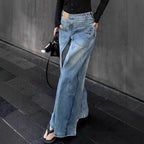 Y2g Waste Soil Wind Front And Back Wear Washed Loose Wide Leg Jeans