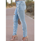 Women's Skinny Pants Cotton Trousers With Holes