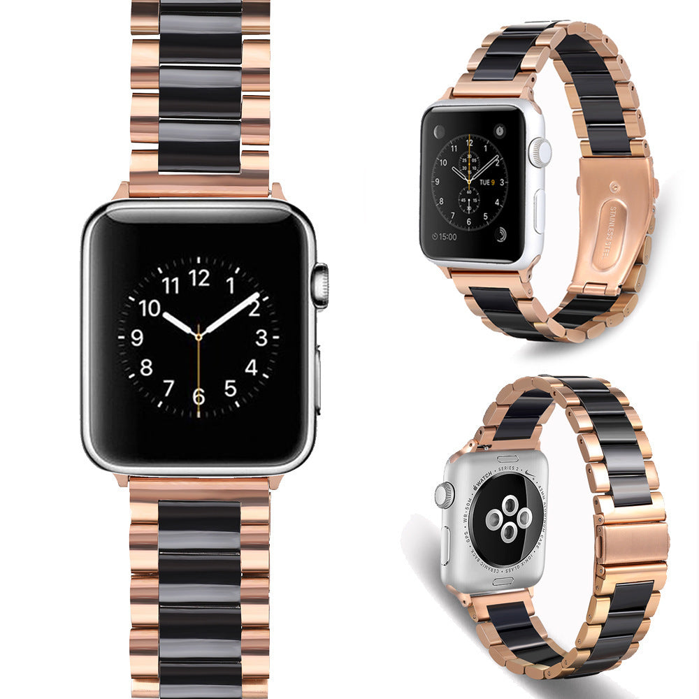 22mm Interface Stainless Steel Three Beads Ceramic Strap Metal Link