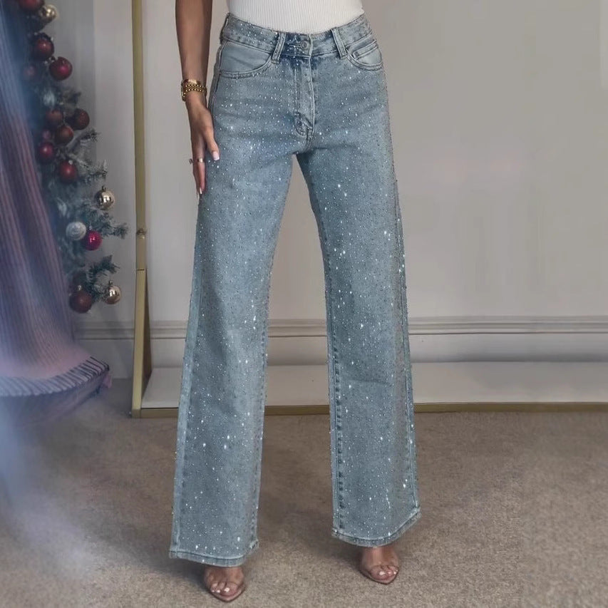 Hot Girl With High Waist Straight Leg Pants