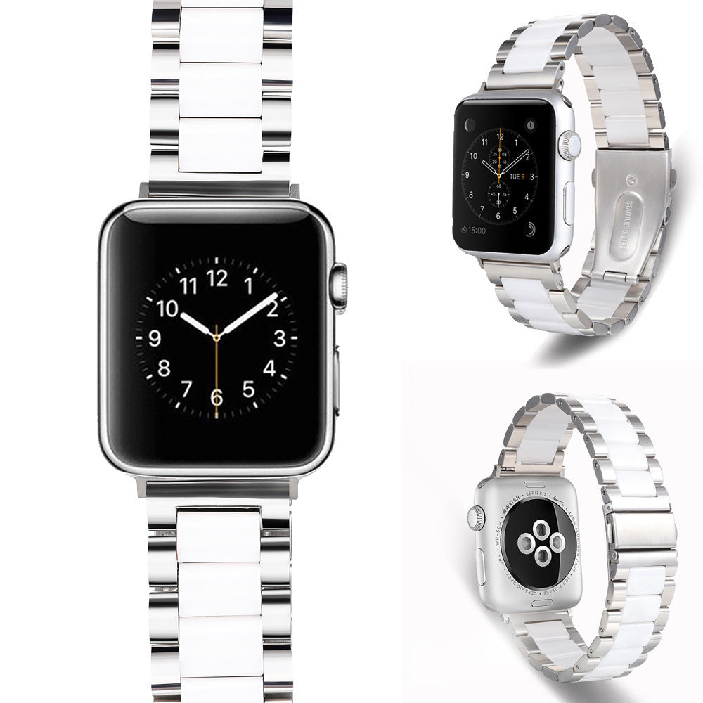 22mm Interface Stainless Steel Three Beads Ceramic Strap Metal Link